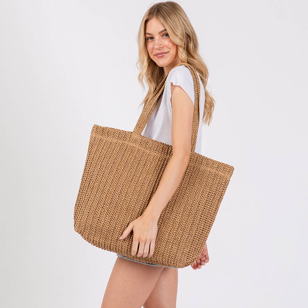 Sensibling Corp. - Wholesale Beach Bag - Solid Crochet Straw Tote Bag / Beach Bag
24