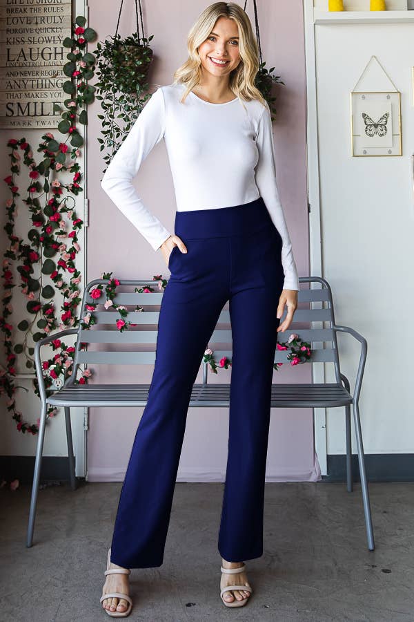 Pink Irene Wholesale - Wholesale Pants - Women's - PLUS FLARE PANTS WITH SIDE WAIST BAND AND POCKET15