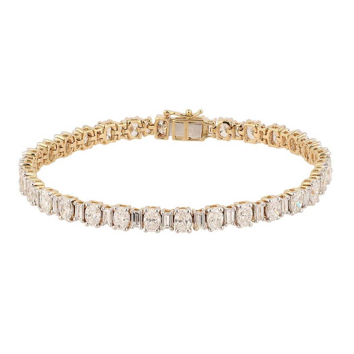 Gecertificeerde 8,70 CTW Vs Ovale Tennisarmband 14K Goud voor wholesale door White Rock