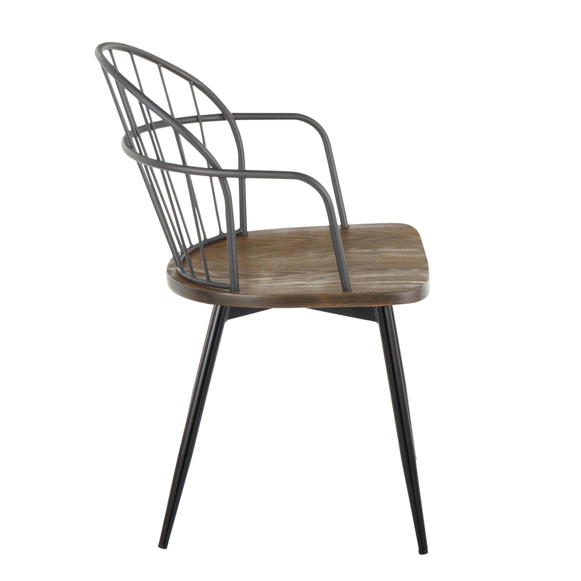 Black Metal Dark Walnut Wood Riley Arm Chair - Set of 2 for wholesale on Faire11