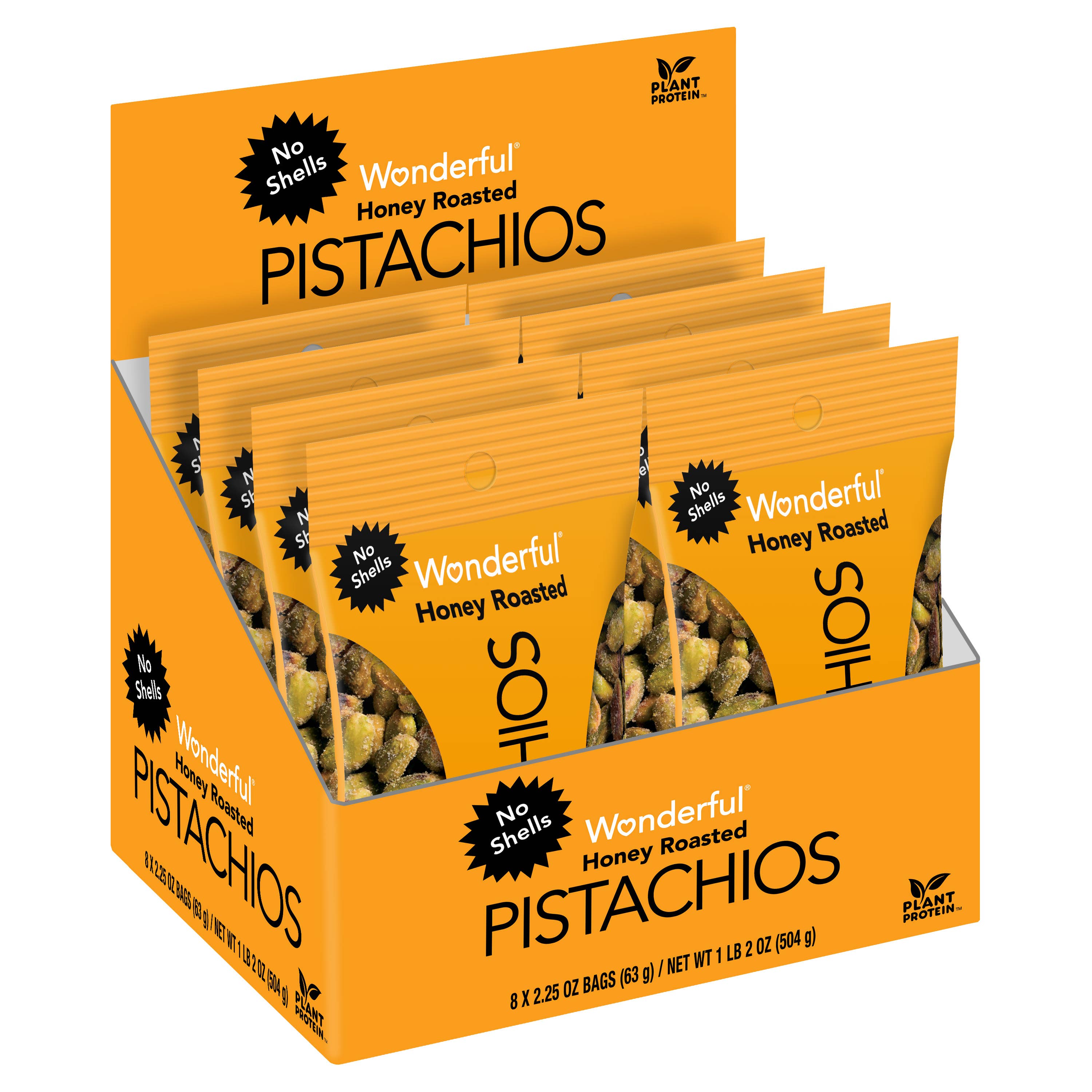 Wonderful Pistachios - Wholesale Nuts - Wonderful Pistachios No Shells Honey Roasted 2.25oz (8pk)1