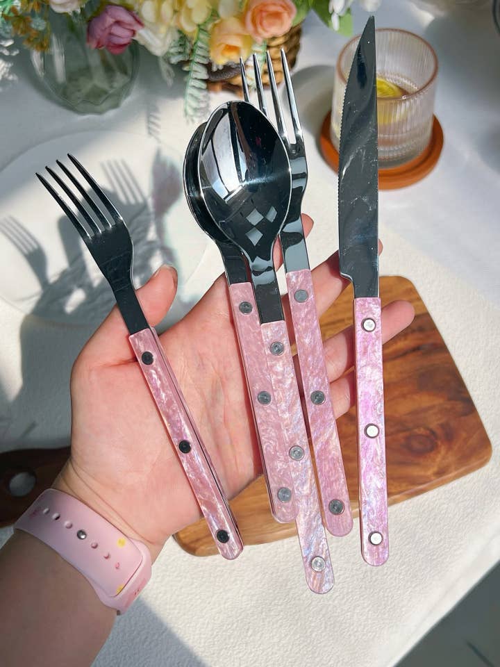 Set of 10 Pcs Sleek Modern Pinky Flatware Cutlery Silverware for wholesale by INSPECIAL HOME