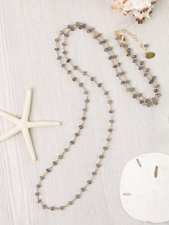 Seaside 33-35" Iolite Gemstone Chain Simple Necklace for wholesale by Anne Vaughan Designs Jewelry