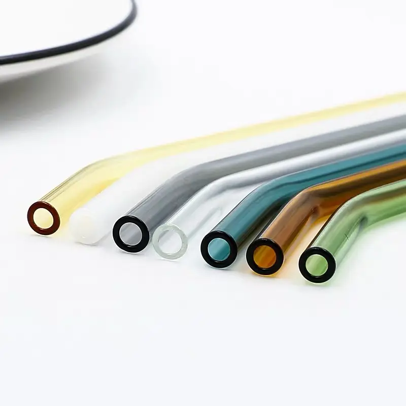 Sostraw & SmartThings - Vendita all'ingrosso Cannuccia - Cannucce in vetro piegate - 180 x 8 mm - 8 colori disponibili6