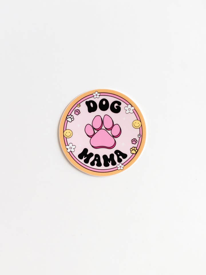 Hundmamma Klistermärke – Rosa & Orange Tassar Vinyl Dekal för wholesale av NatterDoodle