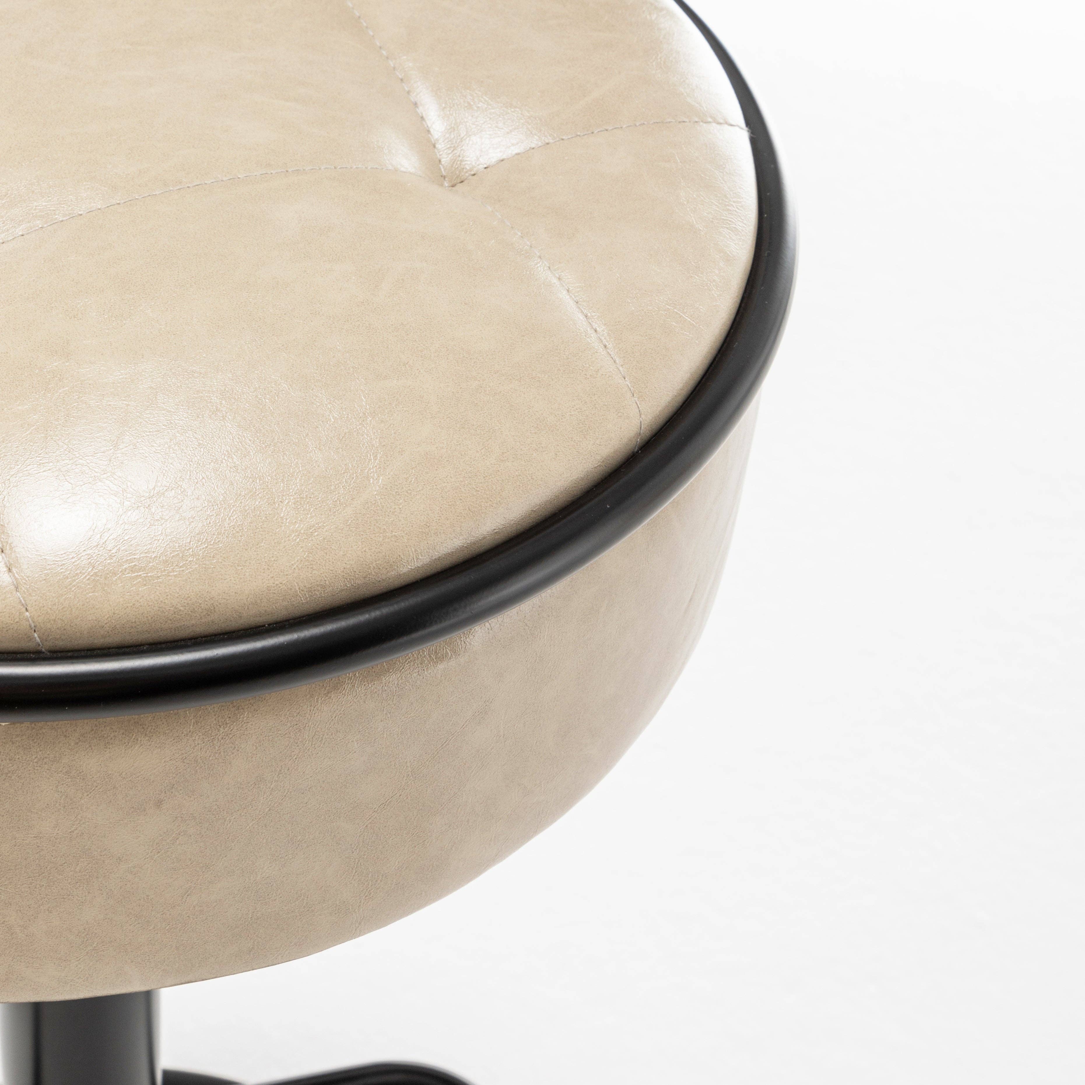 Orange County Decor - Wholesale Stool - Round Storage Bar Stool Set Of 2, Khaki Faux Leather Height Adjustable Barstool, 360 Counter Height Swivel Stool, Armless Bar Chair With Metal Frame For Kitchen Counter Dining Living Room Khaki Set31