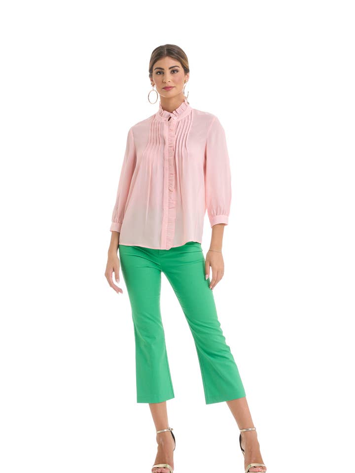 Blusa de seda com gola por atacado de Miawhitemilano