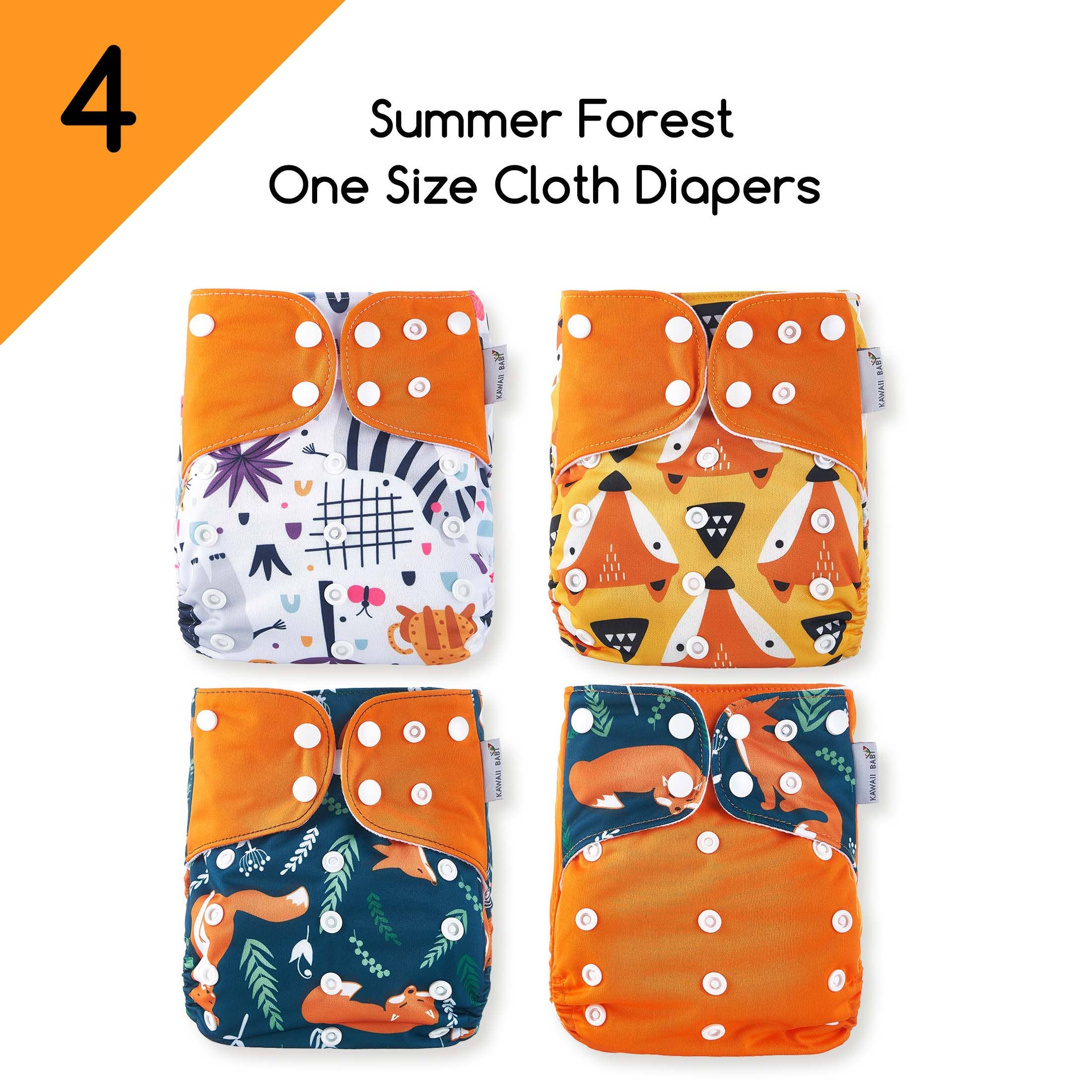 Pack of 12. KaWaii Baby One Size Heavy Duty HD3 Pocket Cloth Diapers 