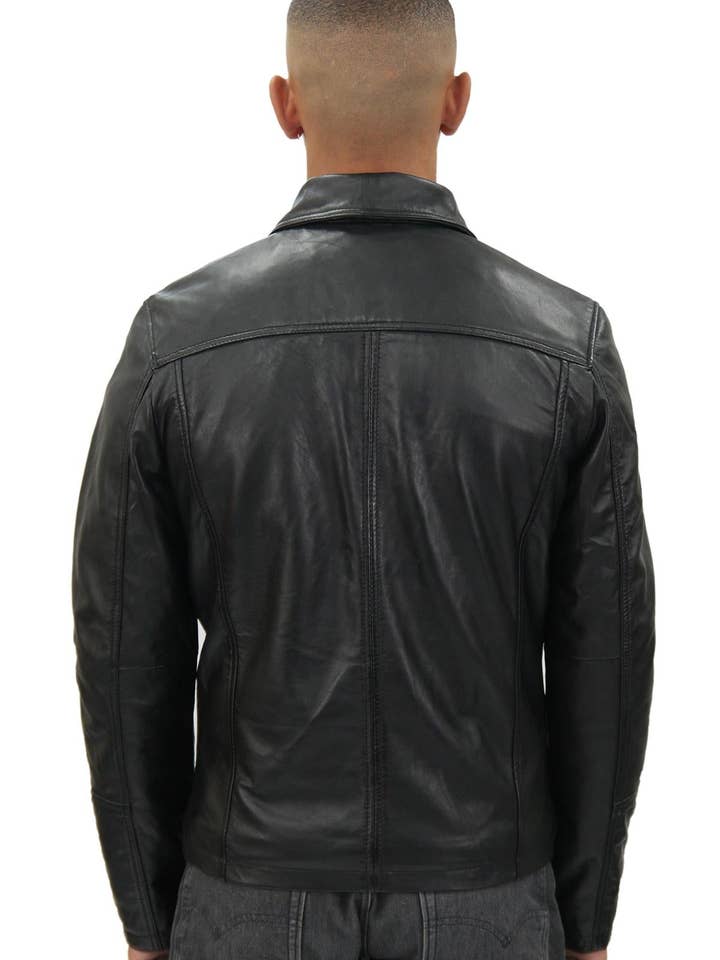 Infinity Leather (Upperclass Fashions Ltd) - Wholesale Leather Jacket - Men's - Mens Smart Classic Harrington Leather Jacket-New York