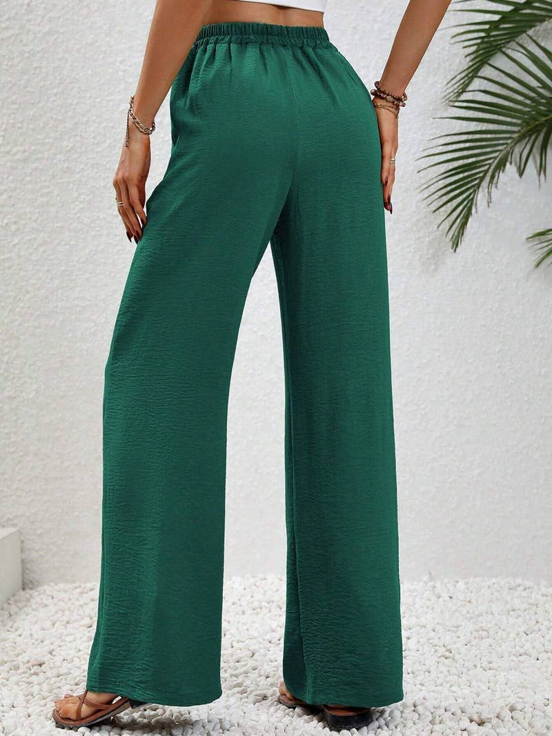 FULL TIME PURCHASE - Vente Pantalon – femme - Pantalon décontracté polyvalent uni à jambes larges et longueur au sol19