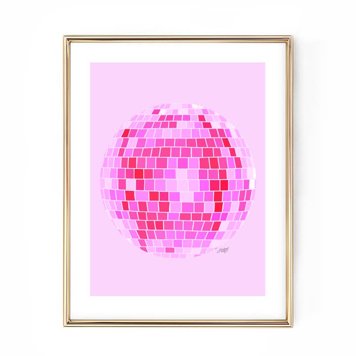 Illustratie van een discobal (roze palet) - Art Print voor wholesale door Lindsey Kay Collective