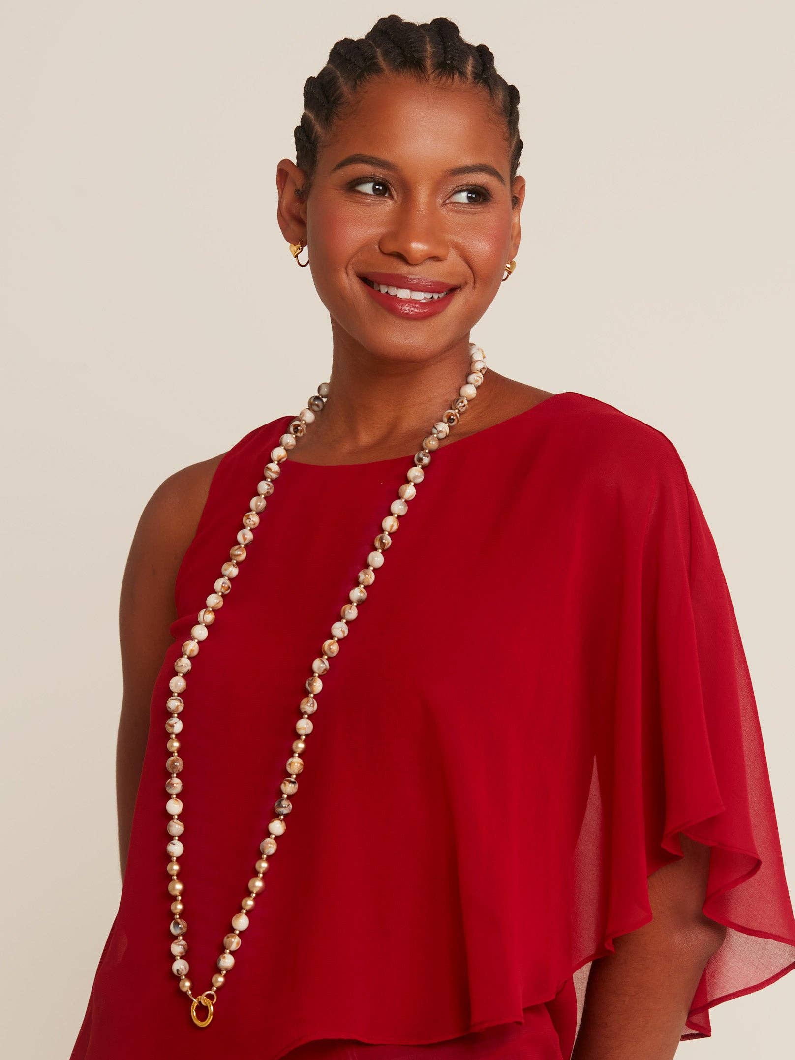 BEI Marbled Beige Beaded Crossbody Phone Lanyard for wholesale on Faire5