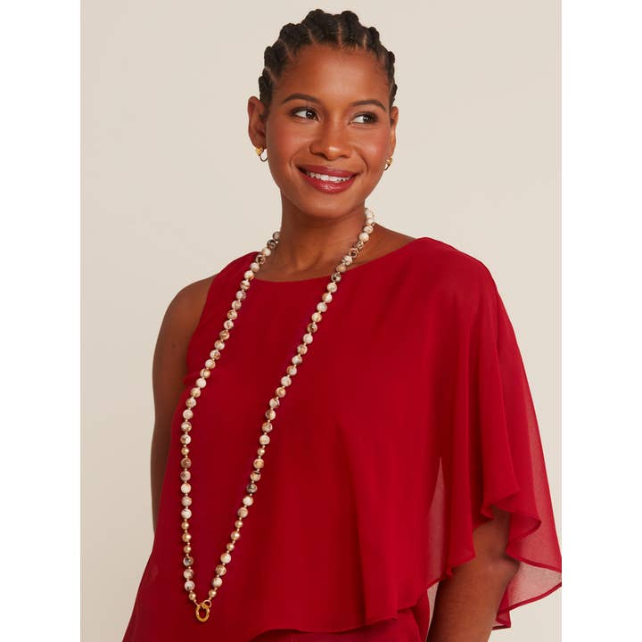 BEI Marbled Beige Beaded Crossbody Phone Lanyard for wholesale on Faire5