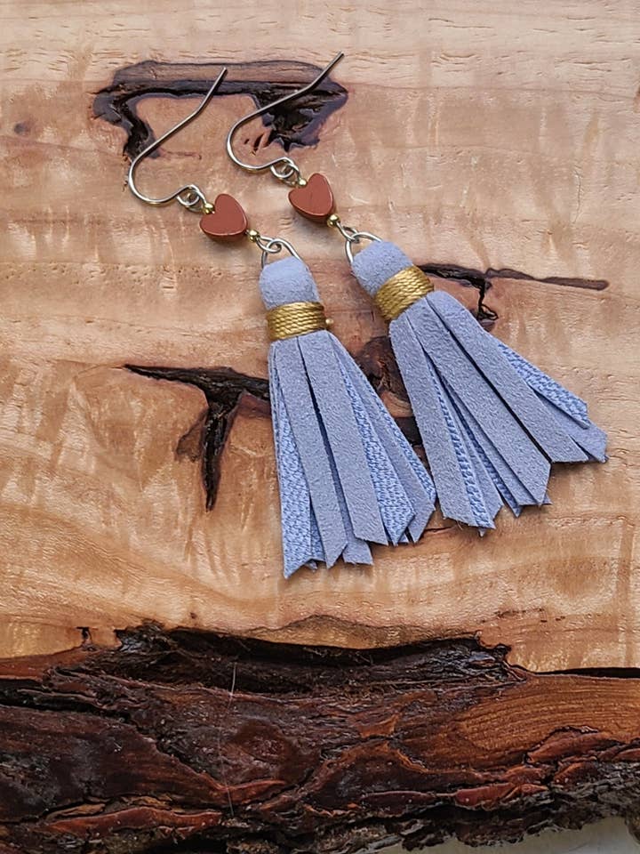 borla de couro (curta) - azul centáurea por atacado de Coral and Pine Jewelry