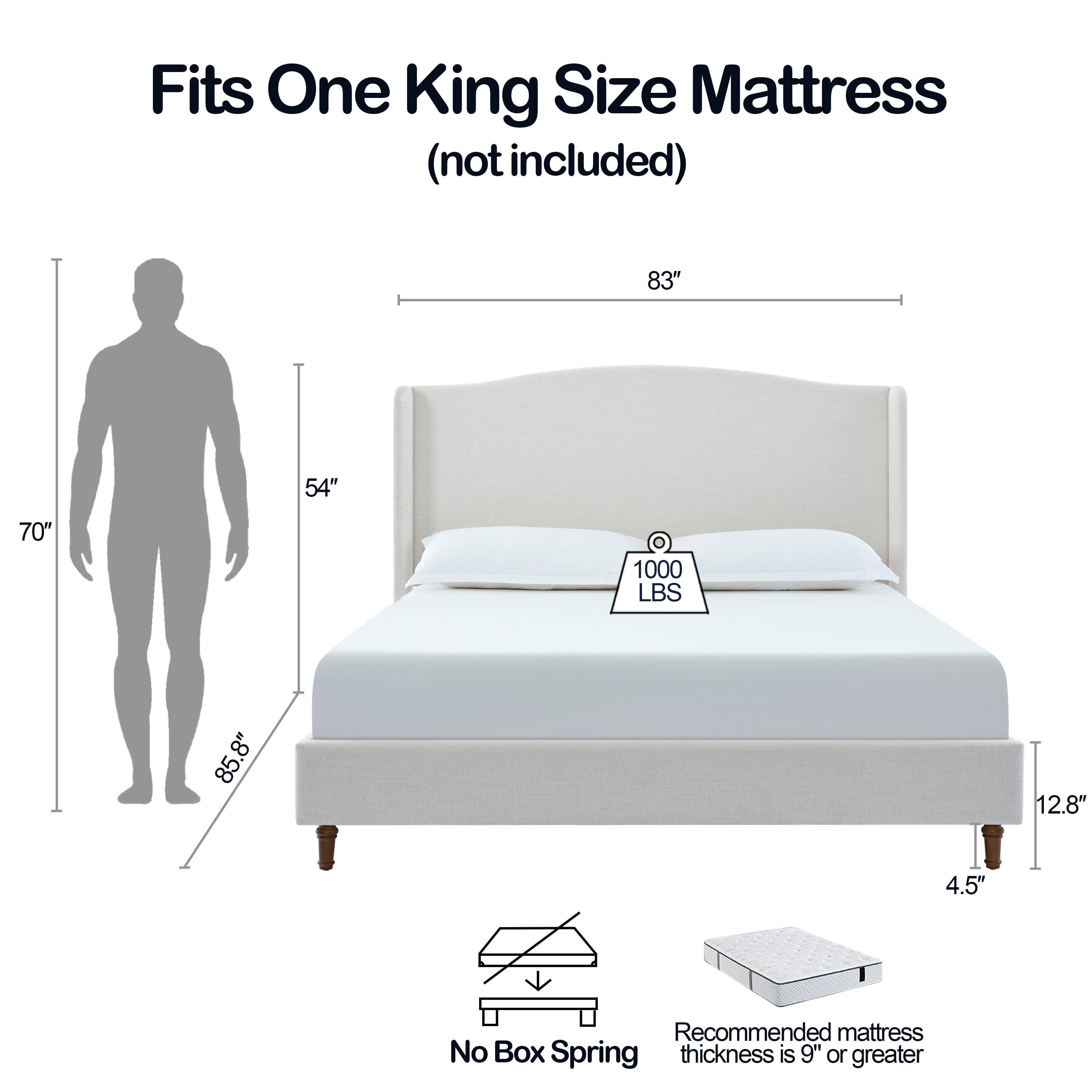 39F Inc. - Wholesale Bedroom Furniture - Upholstered Wingback Bed Size King Premium Textured  Ivory1
