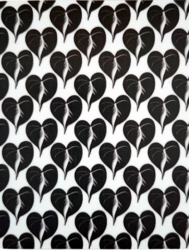 Mono Heart Leaf 9.8cm Square Leaf design Printed Coaster for wholesale by Gabrielle Good