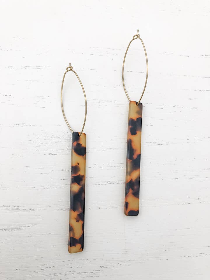 The Melissa - Dark Tortoise Tall Earrings for wholesale by Stoll & Heart