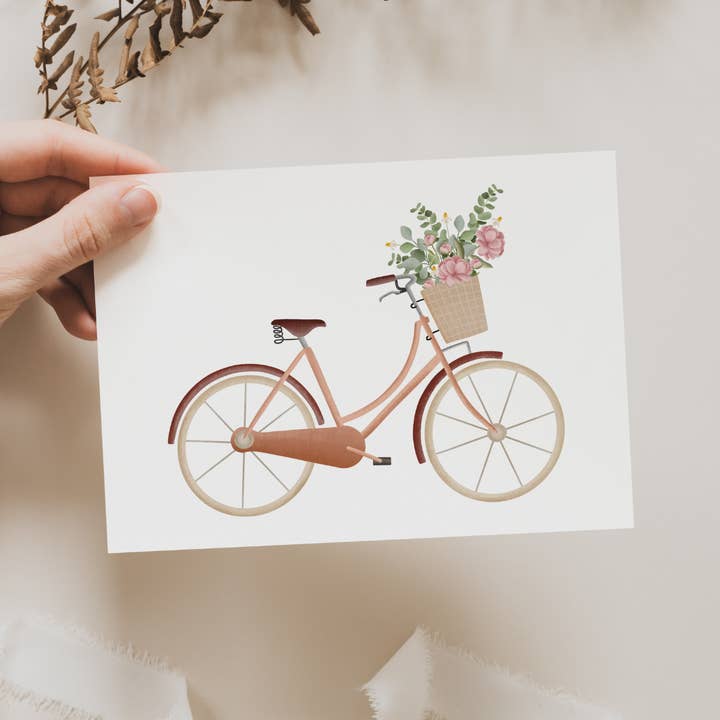 Tilda&Theo - Wholesale Birthday Card - Postcard Bicycle with Flower Basket - Greeting Card Spring Flowers3