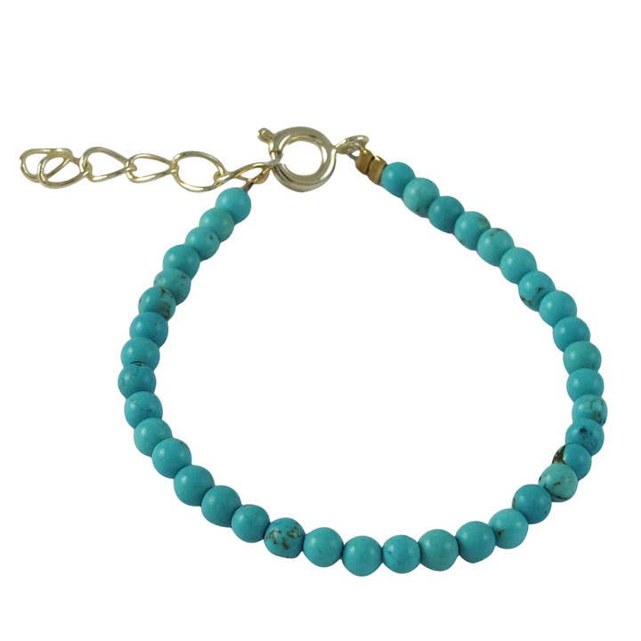 3mm Turquoise Ball Bracelet on Gold Plated Chain for wholesale by Dlux Jewels