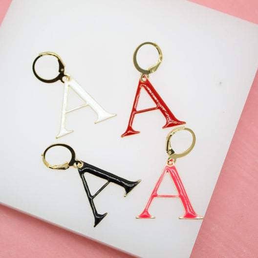 18K goud gevulde emaille kleurletter A-Z letter hanger Franse haak (A69) voor wholesale door MIA Jewelry