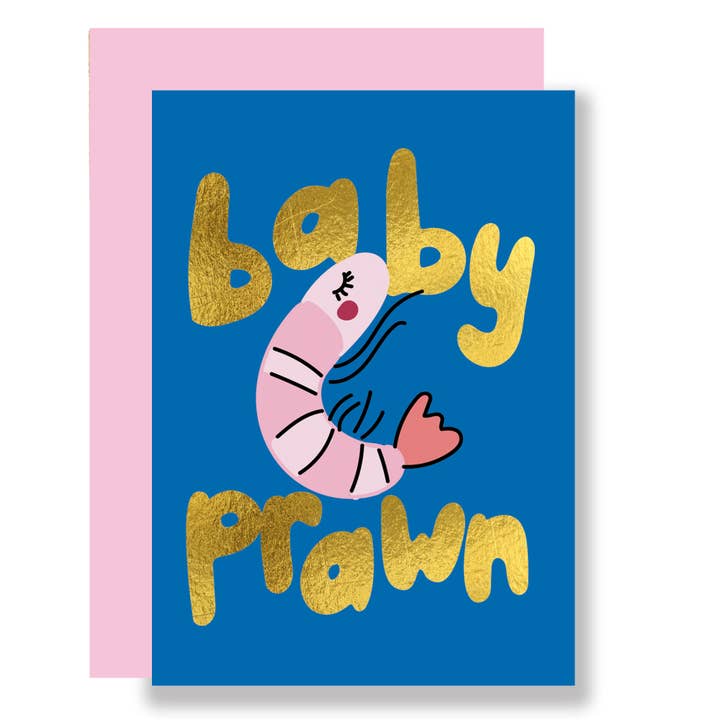 MINI greeting card, baby prawn greeting card A7 for wholesale by Eat the Moon | Greeting cards and stationery