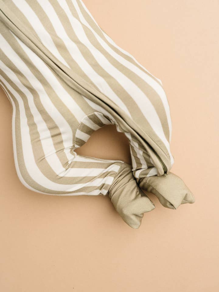 Little One Shop - Wholesale Sleepsuit - Baby - Olive Stripe Bamboo Sleeper11