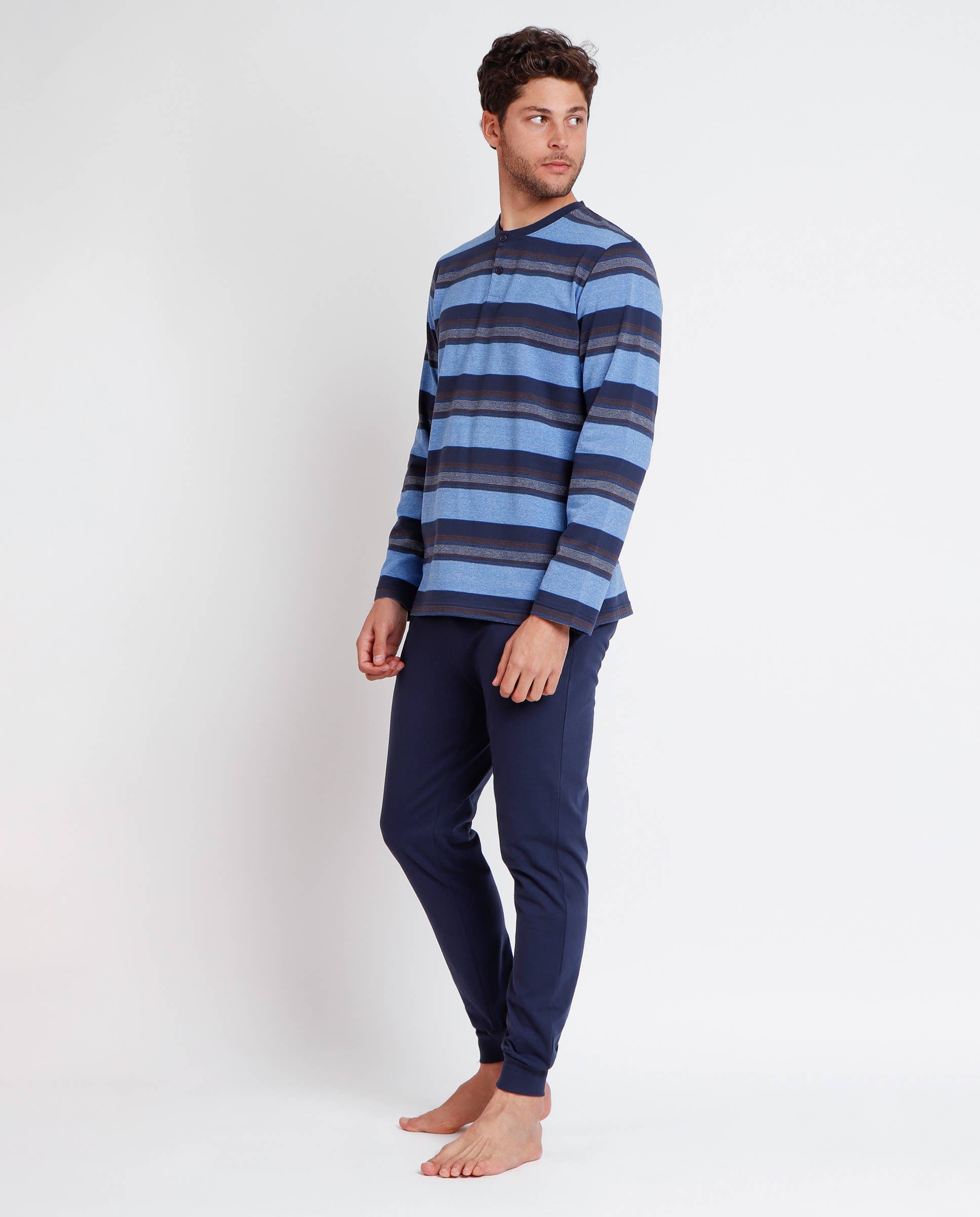 BLAUW Antonio Miro gestreepte pyjama met lange mouwen voor heren voor groothandel op Faire1