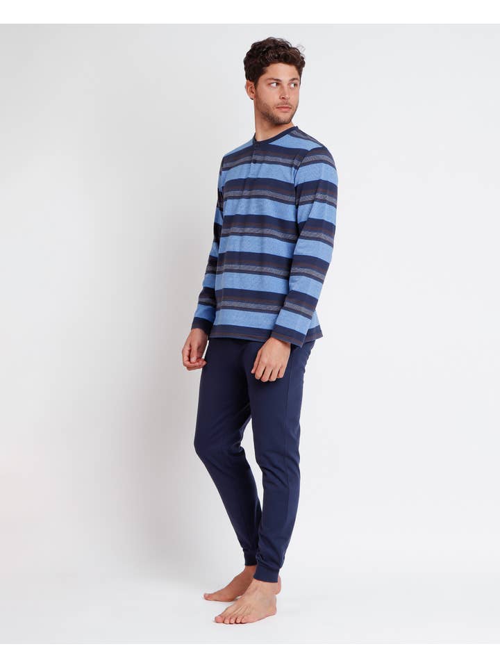 BLAUW Antonio Miro gestreepte pyjama met lange mouwen voor heren voor groothandel op Faire1