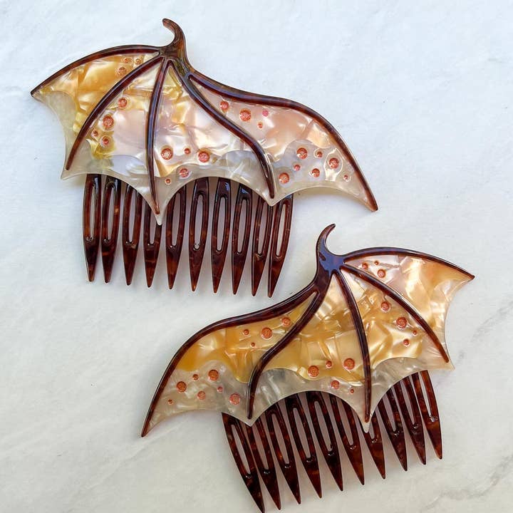 Blissfully Bookish Company - Wholesale Hair Accessories Set - Women's - Gold Dragon Wing Comb Set | Fantasy Gifts