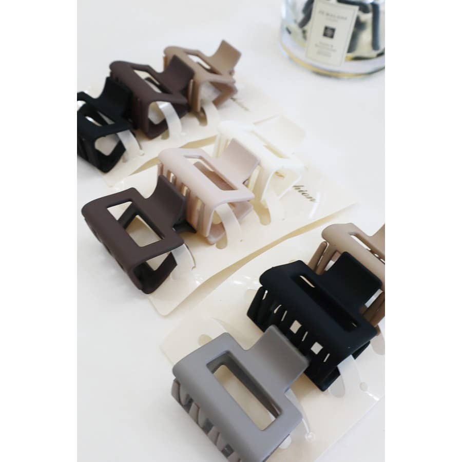 3-Pcs Neutral Color Mini Rectangle Hair Claw Set for wholesale on Faire7