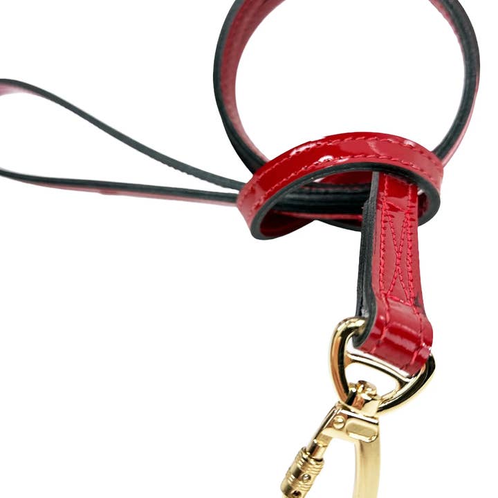 Dynasty Dog Leash in Red Patent & Gold for wholesale by Hartman & Rose