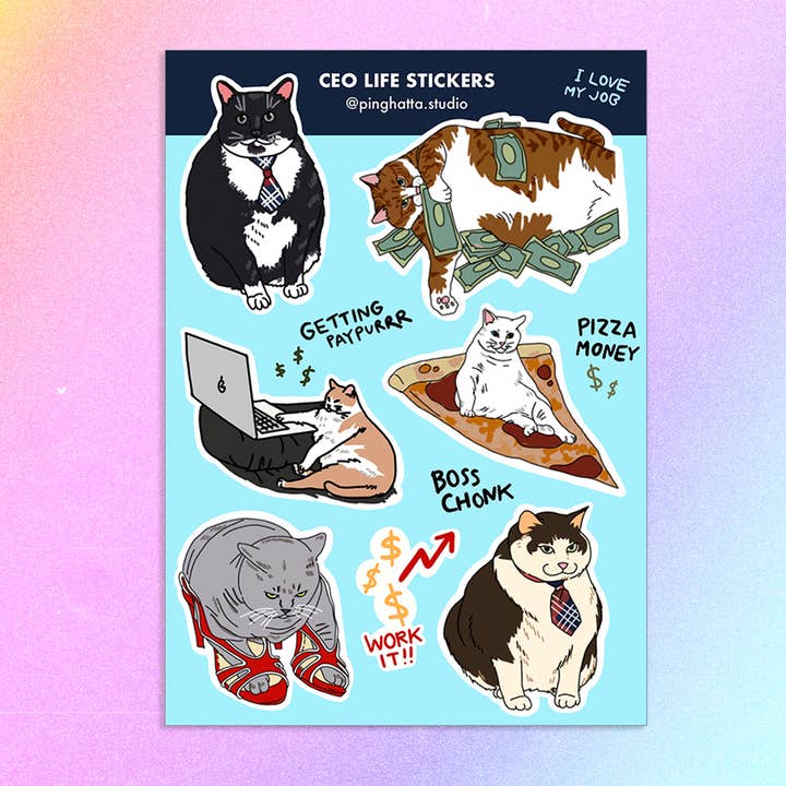 Chonky Goods by Ping Hatta. Studio - Wholesale Sticker - Cat Sticker Sheets9