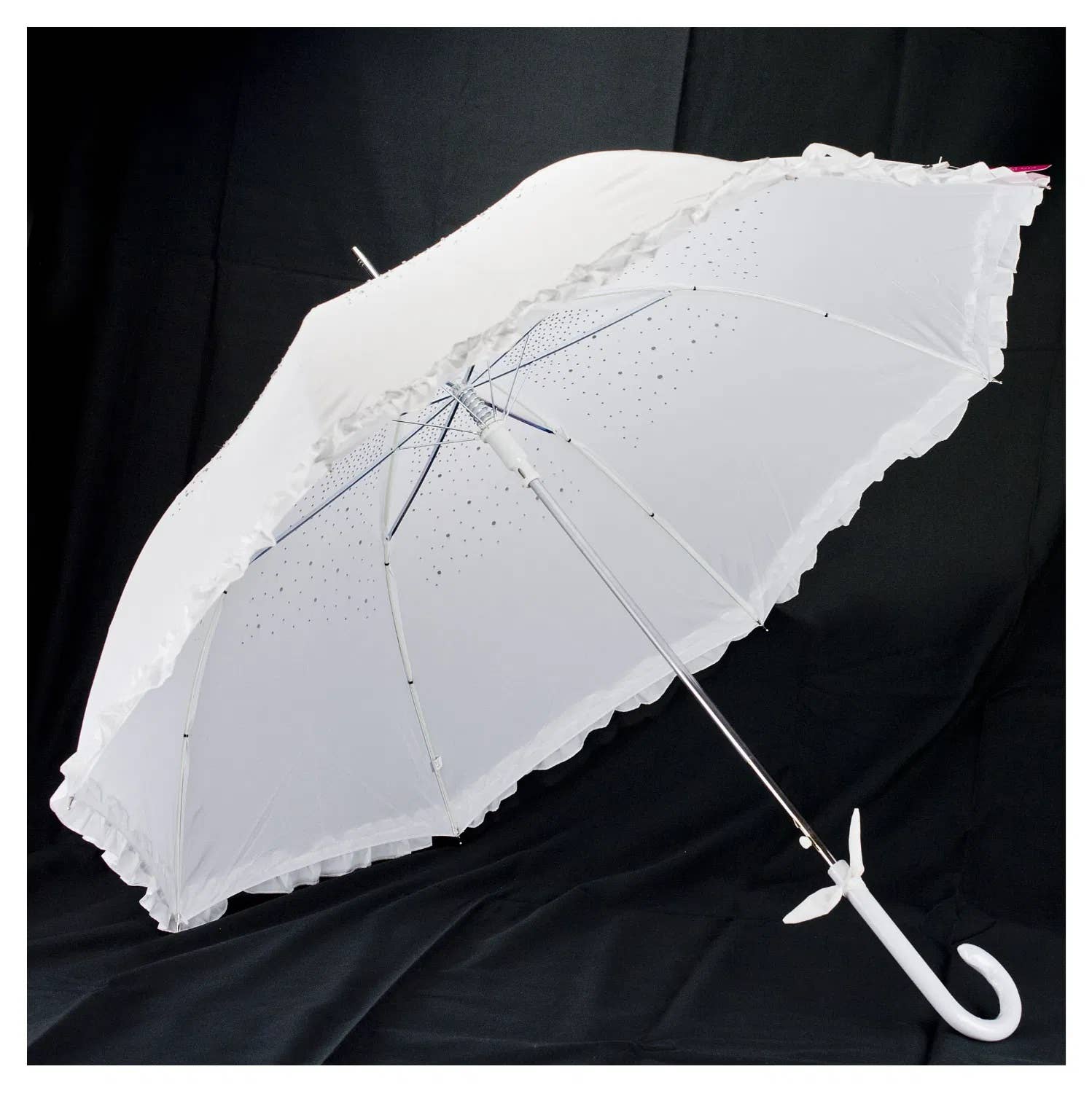 Superbia – Großhandel Regenschirm – Damen – Superbia Langschirm mit funkelnden Diamanten und Rüschen für Party und Events9