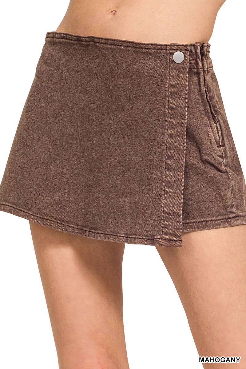 42POPS - Vente Jupe-short – femme - Jupe-culotte en denim à boutons-pression15