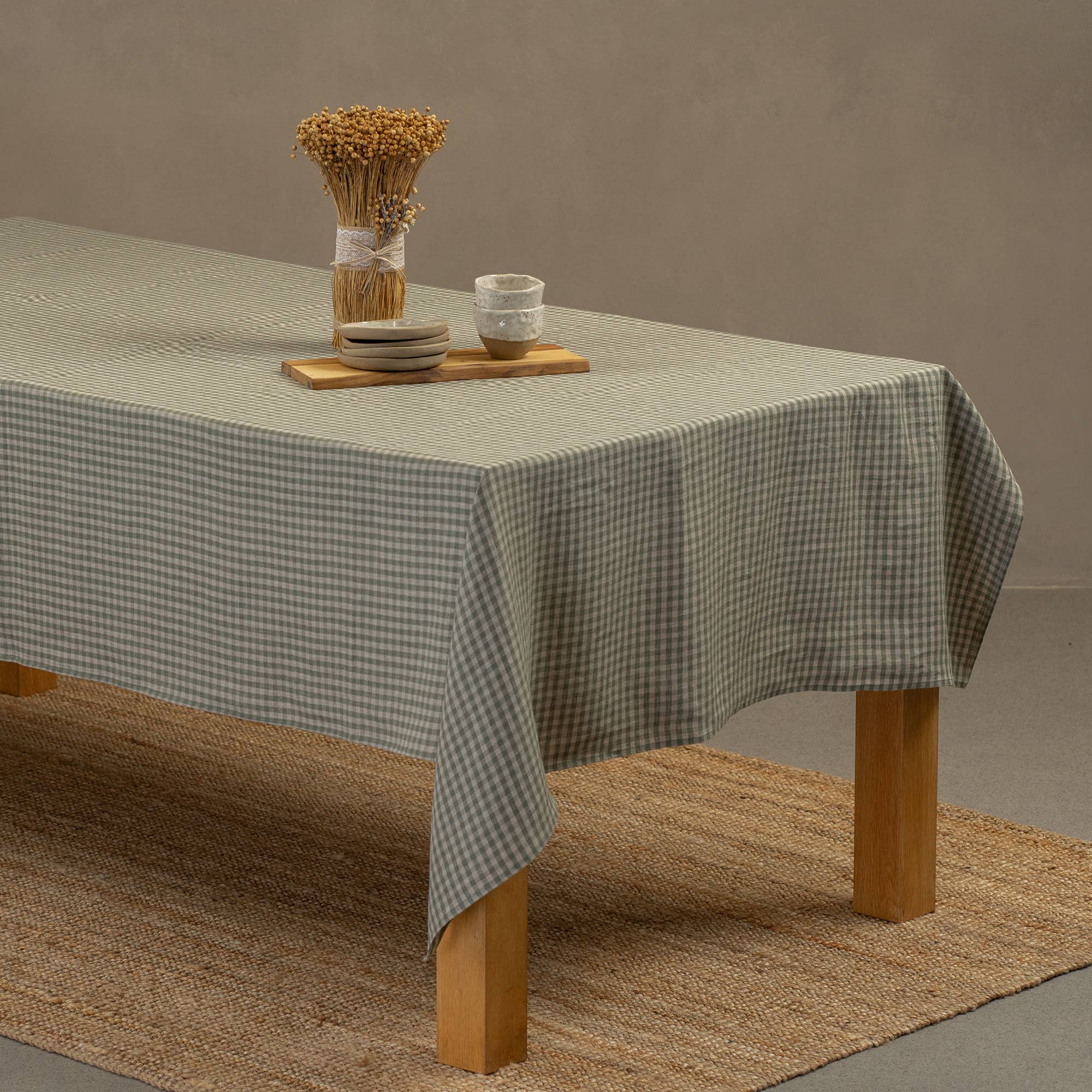 menique - Vente Nappes - Nappe européenne en lin naturel - Lin naturel pierre verte7