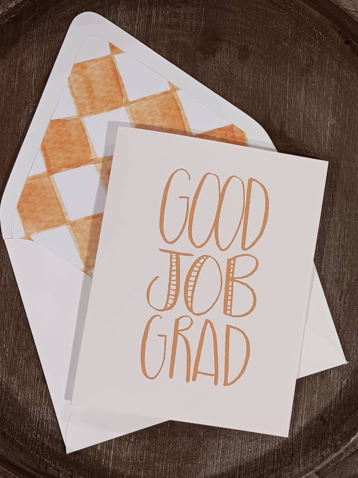 Good Job Grad Greeting Card for wholesale by The Lettering Loft
