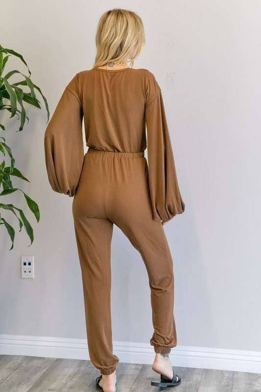 Hers & Mine – wholesale Set med topp och byxa – Dam – LINNE SMOCKED RYNKAD FRÄMRE RÖRET OCH BYXOR SKICKAS8