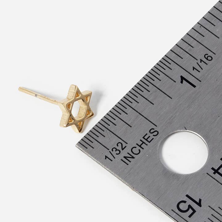 Sensibling Corp. - Wholesale Stud/Post Earrings - White / Gold Dipped Star of David Stud Earrings