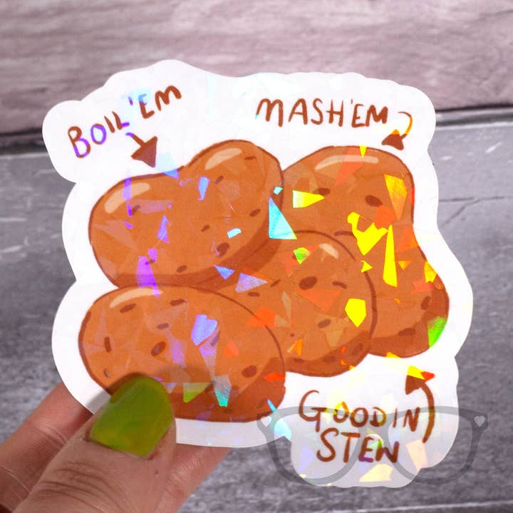 Potato Sparkly Sticker for wholesale by Mini Geek Boutique