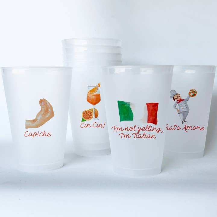 Italian Theme Shatterproof 20 oz Plastic Cups; set of 8 for wholesale by Dishique