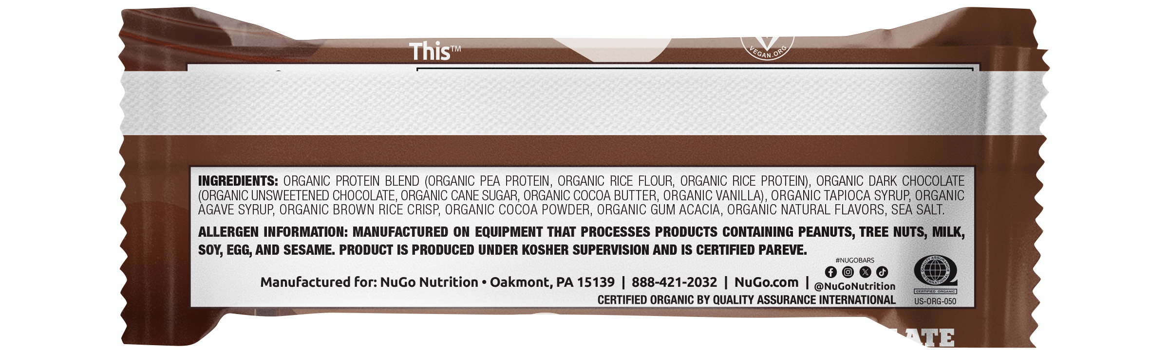 NuGo Nutrition - Wholesale Snack Bar - NuGo Organic Double Dark Chocolate Protein Bar2