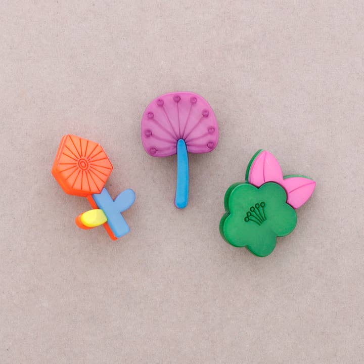 Sonata - Wholesale Snap Jewelry - Triple Flower Resin Brooch Set2