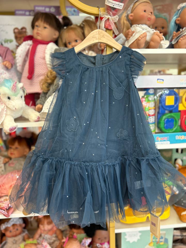 Lotus Pharmacy & Kids Boutique – Großhandel Kleid – Baby – Marineblaues Spitzenkleid mit Blumenmuster