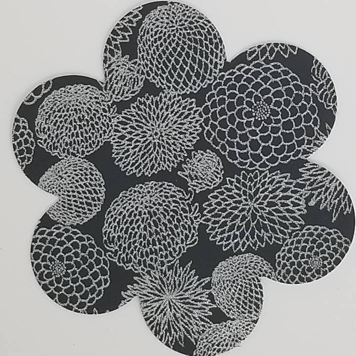 079 Silver and Black Small Floral Chiyogami for wholesale by Sweet Space Studio