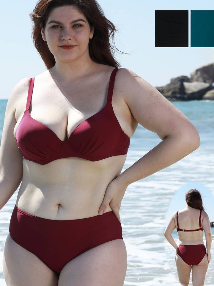 Large size swimwear, Bikini Set Solid Color for wholesale by Marine