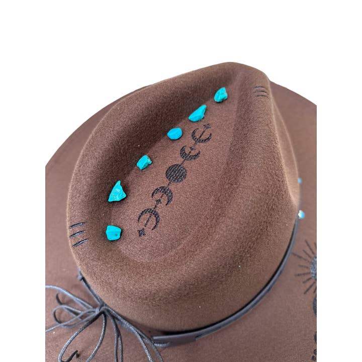 Wild Indigo - Wholesale Cowboy Hat - Women's - Moon Phases Snake Western Burned Hat