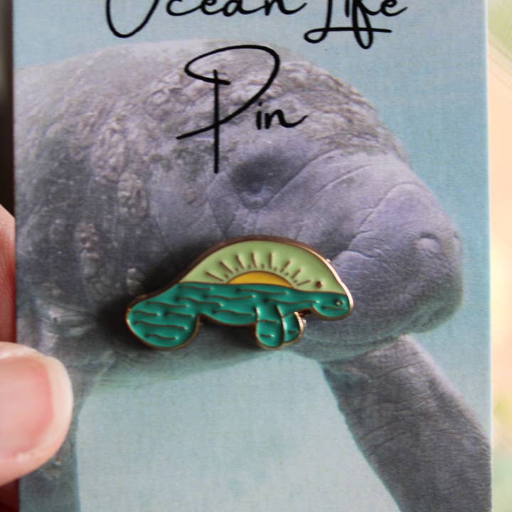 National Parks and Beyond - Wholesale Lapel Pin/Button - Manatee and the Ocean - Metal & Enamel Pin2