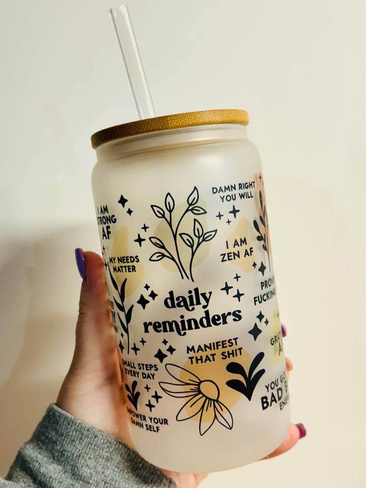 Promemoria Quotidiani Volgari Tazza di Vetro Satinato per la vendita all'ingrosso da parte di HBT Custom Creations