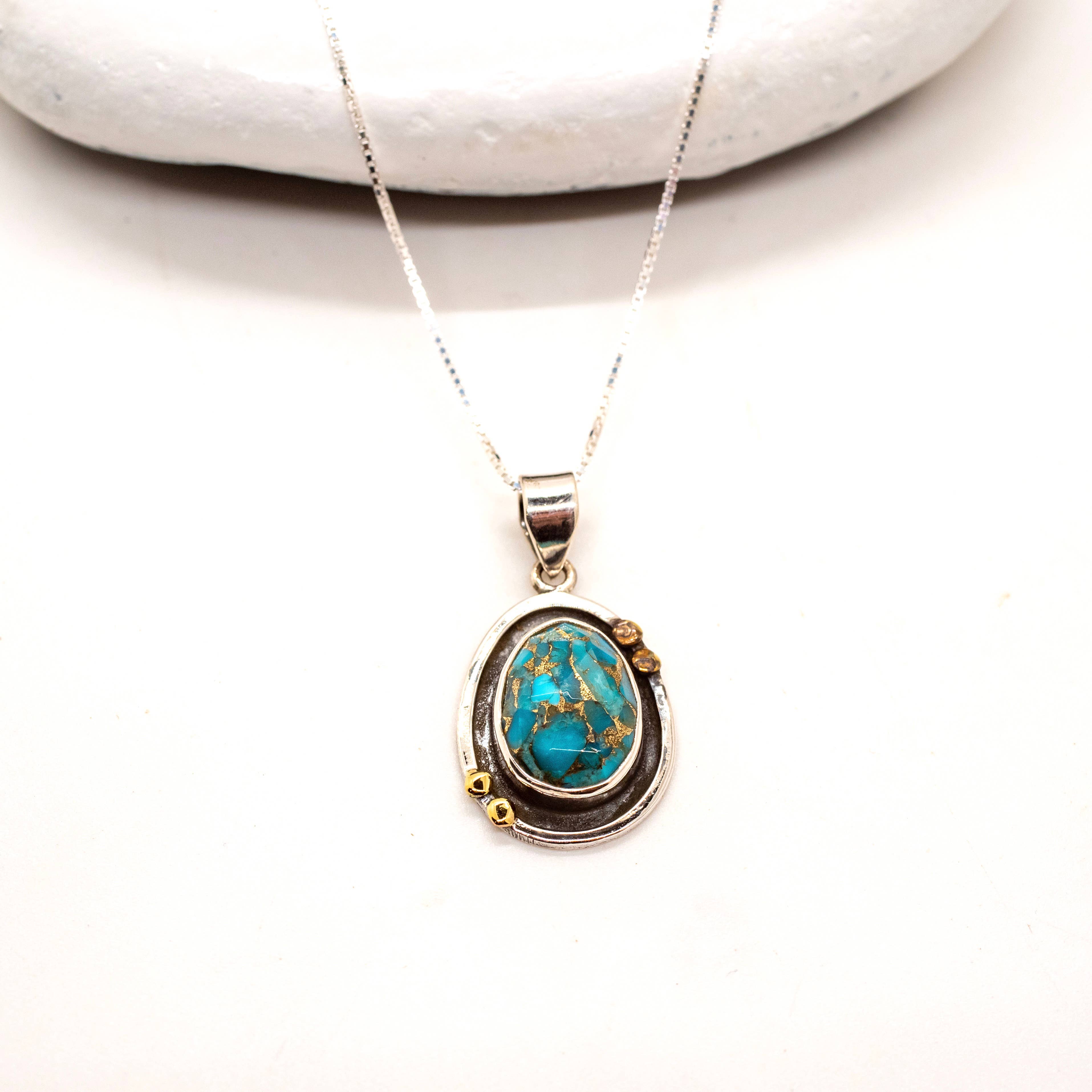 Baizaar – wholesale Pendant/charm necklace – Sterling Silver Turquoise Galaxy Necklace1