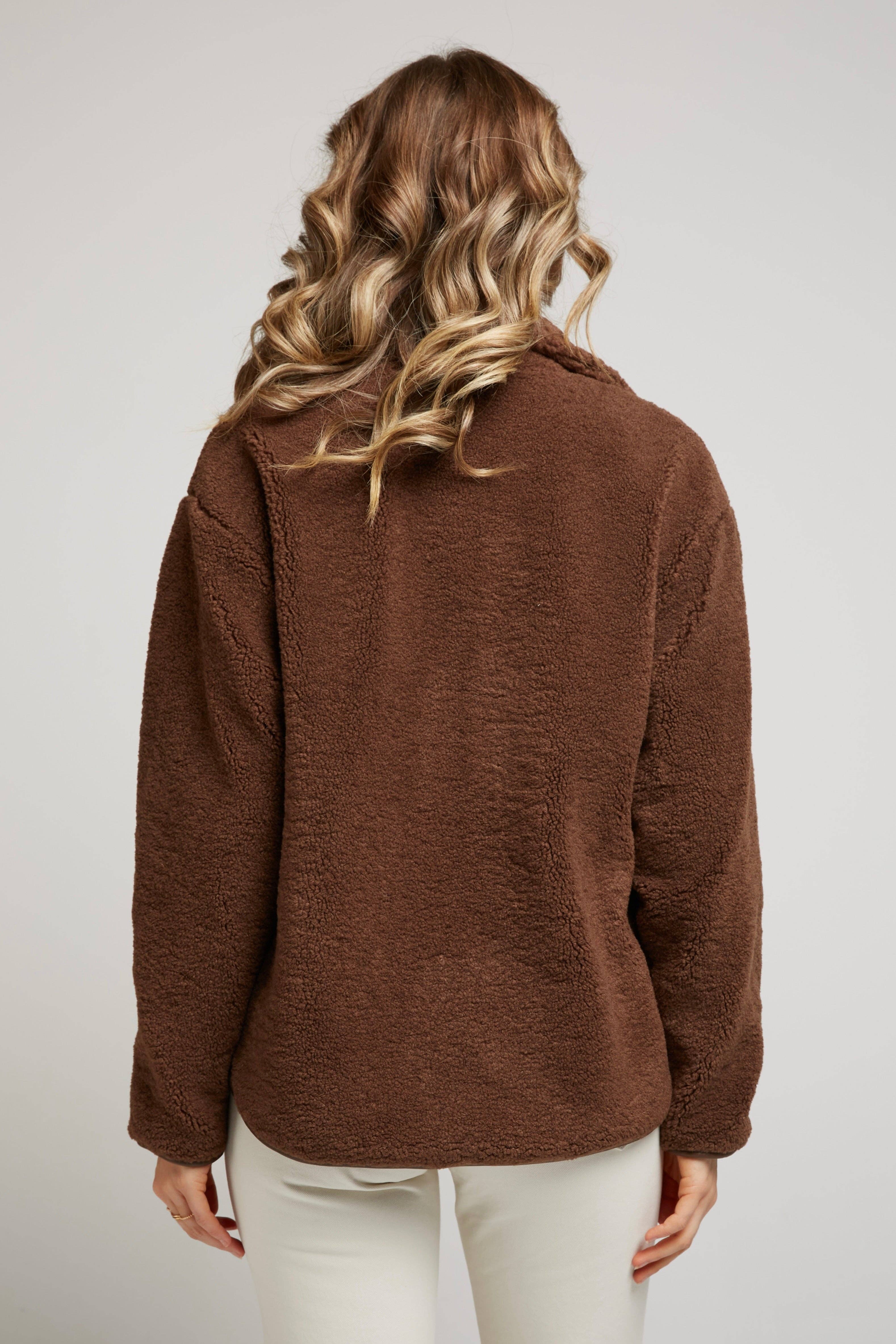 Andy & Lucy - Wholesale Jacket - Women's - VODKA - Faux leather-trimmed fleece jacket10